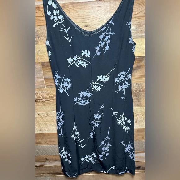 Vintage ESPRIT mini slip dress side zipper black gray floral US10  light tunic - Picture 5 of 5